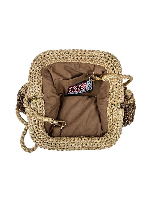 borsa donna piccola crochet lurex tabacco e oro. MC2 Saint Barth | CROCHET POUCH NLUREX 1118 EMB